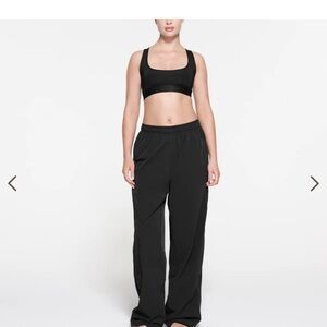 Skims Track Nylon Woven Pants- black, size extra small